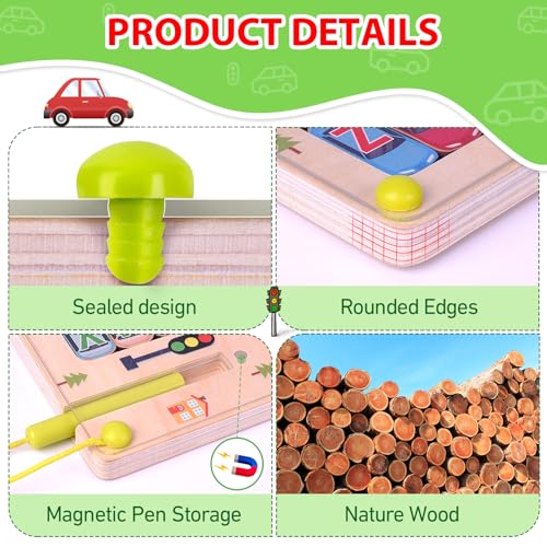 Scuwtocn Wooden Magnetic Alphabet Maze Letter Puzzle, Montessori Fine Motor Skills Toys for Boys Girls 3 4 5 Years Old, ABC Learning Toys for Kids Age 3+, Christmas, Birthday Present
