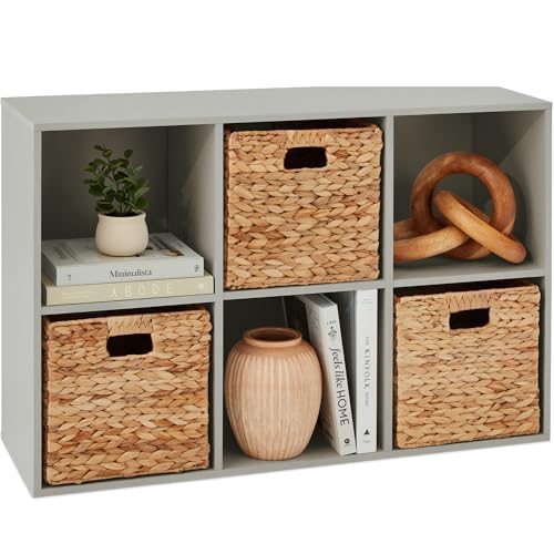 Best Choice Products Kids Bookcase 6-Cube Storage Organizer, 11in Shelf Opening, Bookshelf, Toy Storage, Customizable w/ 3 Removable Back Panels – Gray - color: Grey, size: 6-Cube, 11in Shelf Opening