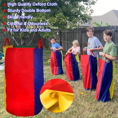 CWLAKON Outdoor Games, Potato Sack Race Bags for Kids Adults, Egg Spoon Relay Race, 3 Legged Race Bands, Birthday Party, Field Day Family Reunion Carnival Outside Yard Lawn Easter Fall Festival Games - size: Pack of 24 Oxford Cloth