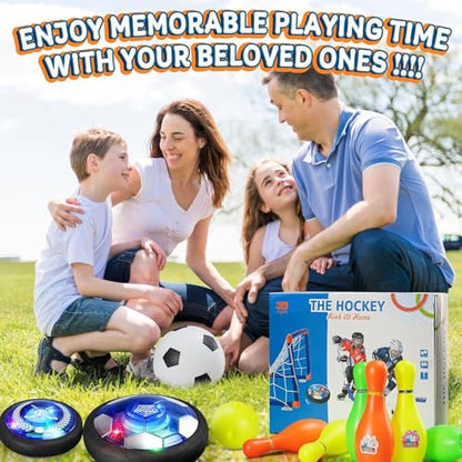 Nazano 4-in-1 Hover Soccer Ball Set, Rechargable Air Floating Soccer Toy with LED Lights, Indoor & Outdoor Kids Sports Toys, Christmas Birthday Gifts for Boys Girls Aged 3 4 5 6 7 8-12 - size: 4-IN-1 HOCKEY SOCCER BALL SET