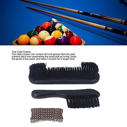Septpenta Billiard Table Rail Brush Cleaning Tool, Billiard Table Brush Set with Cue Cleaning Cloth, Made of PVC and Solid Wood, for Wooden Billiard Accessories Kit(Black) - color: Black