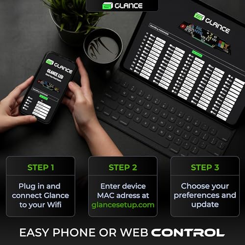 PANELFI Glance LED Ticker: Real-Time Sports, Stock & Crypto Updates|No Subscription Required|Smart Clock|Home, Office & Man Caves|Great Gift Sports Fans & Investors Black 13/inch x 7/inch SN2000 - size: 13" x 7"