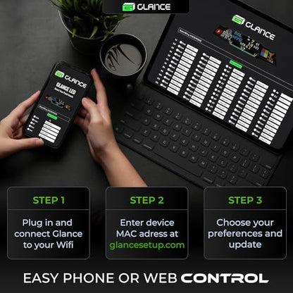 PANELFI Glance LED Ticker: Real-Time Sports, Stock & Crypto Updates|No Subscription Required|Smart Clock|Home, Office & Man Caves|Great Gift Sports Fans & Investors Black 13/inch x 7/inch SN2000 - size: 13" x 7"