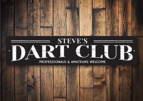 Dart Club Sign, Gamer Name Man Cave Sign, Professionals & Amateurs Welcome Game Room Aluminum Decor - 6" x 24" - size: 2) 6"x24" Inches