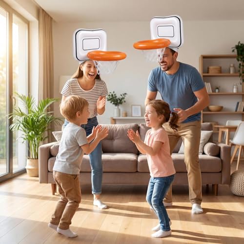 Civaner Inflatable Basketball Hoop Hat Game Head-Mounted Toss for Kids Adults Basketball Themed Carnivals Birthdays Party Supplies Outdoor Activities