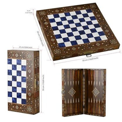 Backgammon Set for Adults 20" – XL Solid Wood Hand-Crafted Game Board | Complete Set | Gift for Dad, Husband, Christmas