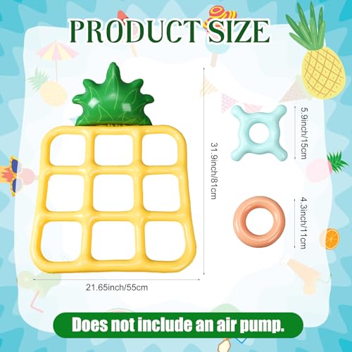 Soulchen Inflatable Tic Tac Toe and Toss Game Outdoor Inflatable Pool Game 22 Inch Pineapple Tic Tac Toe Set Fun Swimming Pool and Backyard Activity for Adults Family Play Carnival Party