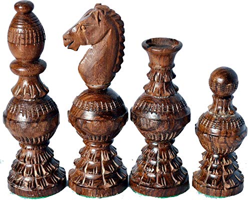 Chess Set Globe Design King 5" 32 Wooden Weighted Handmade Chess Pieces By