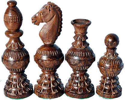 Chess Set Globe Design King 5" 32 Wooden Weighted Handmade Chess Pieces By