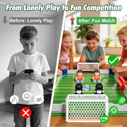 Cokzer Remote Control Soccer Games, Foosball Table Game for Kids with 4 Remotes, 3 Balls, LED Scoreboard, Lights & Sound, Rechargeable RC Soccer Board Game for 1-4 Players Ages 6+