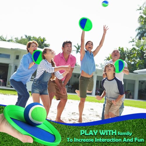 Charniol Kids Toys Toss and Catch Game Set Beach Game Outdoor Ball Sports Games Toss and Catch Ball Nylon Toys for Kids Adults(Blue Green,12 Paddles 6 Balls) - color: Blue Green