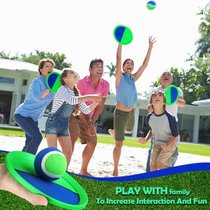 Charniol Kids Toys Toss and Catch Game Set Beach Game Outdoor Ball Sports Games Toss and Catch Ball Nylon Toys for Kids Adults(Blue Green,12 Paddles 6 Balls) - color: Blue Green
