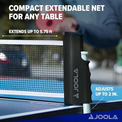 JOOLA Retractable Ping Pong Net for Any Table - Portable Table Tennis Net and Post Set Stretches 5.75' & Clamps Up to 2" Thick - Optional Racket and Ball Set, Games for Family - color: Deluxe Net Set