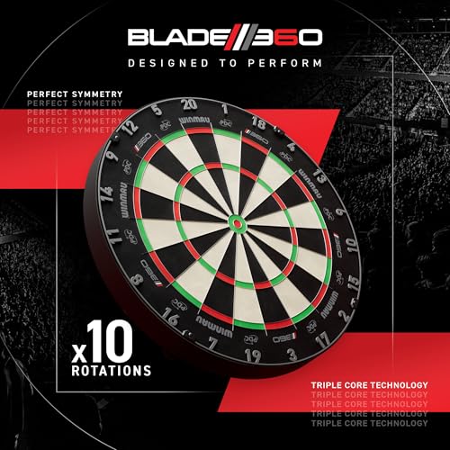 WINMAU Blade 360 Dartboard – Triple Core Carbon with Full Rotation System for Maximum Durability & Scoring Precision, Self-Healing Sisal, Rota-Lock Setup