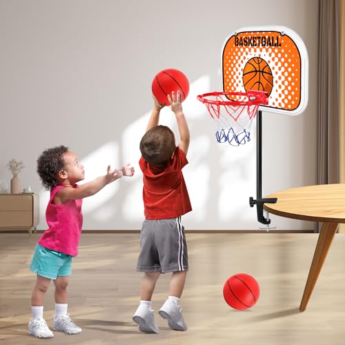 Indoor Basketball Hoop,Mini Tabletop Basketball Hoop Set with Two Balls, Mini Hoops for Desk Table Bed Office Bedroom Basketball Toys for Kids and Adults - style: Clips