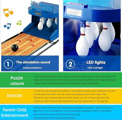 Family Bowling Game,Home Indoor Bowling Ball Console,with Automatic Reset, Lighting,LED Scoreboard & Simulation Sound,for Children and Adults Interactive Game - size: 11.5FT