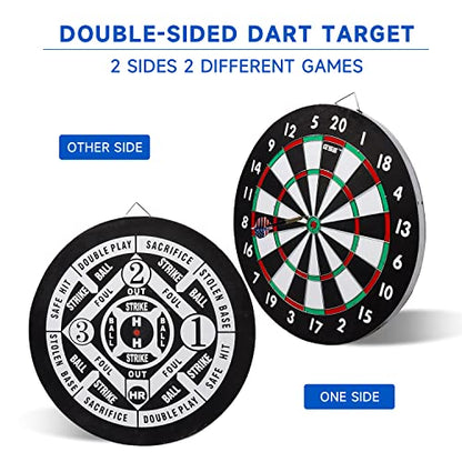 GSE Games & Sports Expert 18" Regulation Size Steel Tip Dartboard Game Set. Excellent Bristle/Sisal, Paper Baseball, Bullseye, Dart Board Game Set (Several Styles Available) - style: 2-in-1 Paper Baseball/Dart Board Set