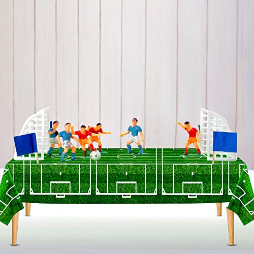 Mixweer 6 Pcs Soccer Tablecloths Soccer Birthday Party Decorations 54 x 108 Inch Sports Plastic Table Cover for Sports Ball Theme Outdoor Picnic Party Supplies
