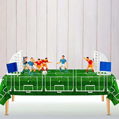 Mixweer 6 Pcs Soccer Tablecloths Soccer Birthday Party Decorations 54 x 108 Inch Sports Plastic Table Cover for Sports Ball Theme Outdoor Picnic Party Supplies