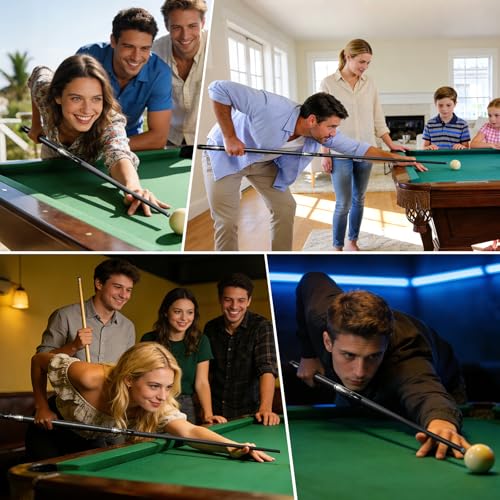 AKLOT Fiberglass Graphite Composite 2 Billiard Pool Cue Sticks 20oz 58inch 13 MM Cue Tip One-Piece Pool Cue Low-Deflection Billiard Cue for Home & Bar Play