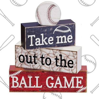 Baseball Party Table Decorations: 4 Pcs Baseball Wooden Sign Blocks Table Centerpieces Sports Signs Tabletop Tiered Tray Decor for Fans Boys Birthday Party Sport Club Home Shelf School Desk Locker