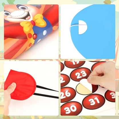 Hooqict Circus Games Pin The Nose on The Clown Carnival Party Games for Kids Clown Party Supplies Circus Themed Birthday Party Decorations, Large Clown Games Poster with 32 Nose Stickers - style: Carnival