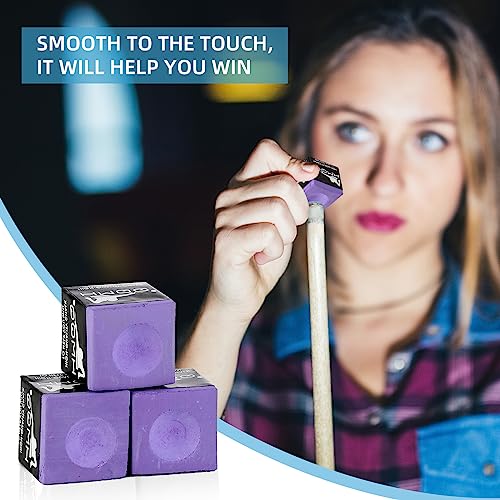 HMQQ Pool Cue Chalk – 12 Pack Billiard Chalk, Low Dust & Anti-Slip Cue Chalk for Smooth, Accurate Shots – 6 Colors Available for Pool Lovers, Home Tables & Clubs - color: Purple