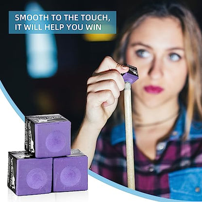 HMQQ Pool Cue Chalk – 12 Pack Billiard Chalk, Low Dust & Anti-Slip Cue Chalk for Smooth, Accurate Shots – 6 Colors Available for Pool Lovers, Home Tables & Clubs - color: Purple