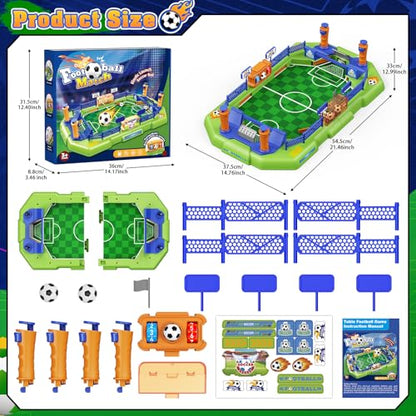 Fortand Mini Foosball Table Soccer Board Games for Kids Ages 3-12 | Two-player Tabletop Soccer Game with 4 Flipper Controls 2 Balls Score Counter Goal Bells for Family Play, Gift for Boys Girls
