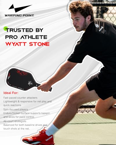 Nightblade Raw Carbon Fiber Pickleball Paddle, Foam Filled Polymer Honeycomb Core, UPA-A & USAPA Approved, Endura Friction Surface, Long Handle for Two Handed Backhand, Enhanced Impact Feel & Spin - style: 14mm