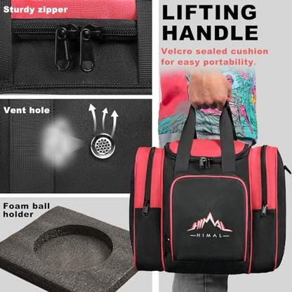 Himal Bowling Ball Bag for Single Sphere - Bowling Ball Tote Bowler's Bag with Padded Sphere Holder - Fits Bowler's Shoes Up to Mens Size 14 - color: Pink