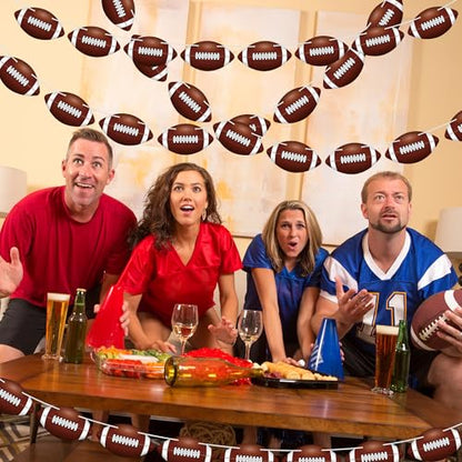 4 Pack Football Party Decorations, 32 PCS Football Cardboard Pre-Assemble Game Day Party Football Banner Garland for Bowl Game Day Sports Themed Party Supplies Birthday Cutouts Banner Decor - style: Football