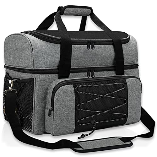 LRTJ Bowling Bags 2 Balls and Shoes-Bag for Bowling ball-Bowling bag with Wooden Ball Holder-Double Balls Tote Bag fits a Single Pair of Bowling Shoes Up to Mens Size 16 and Extra Essentials