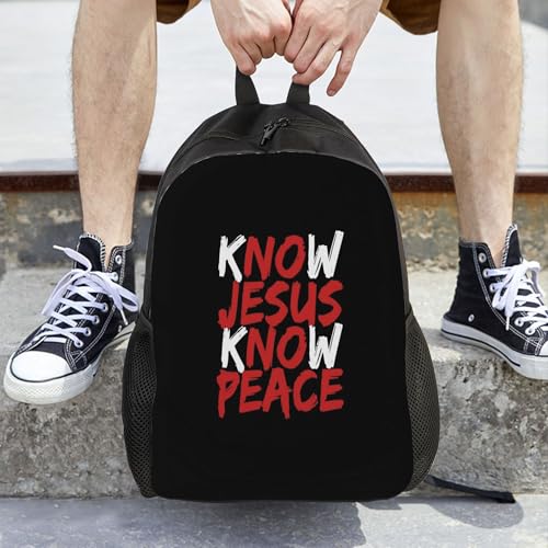 Know Jesus Know Peace.Jpeg Backpacks For Men Women Book Bag Travel Hiking Camping Work Lightweight - color: Ye14