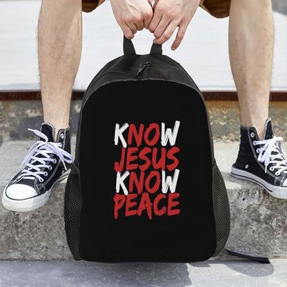 Know Jesus Know Peace.Jpeg Backpacks For Men Women Book Bag Travel Hiking Camping Work Lightweight - color: Ye14