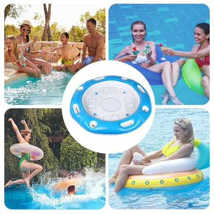 Floating Table for Pool – 100x100cm PVC Inflatable Board, Beverage Holder Tray, Game, Snack Tabletop | Perfect for Adults Kids Beach River Summer Outdoor Leisure Entertainment