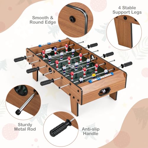 Goplus Mini Foosball Table, 27in Soccer Game Table w/ 2 Footballs and Soccer Keepers, Portable Football Game Set for Adults in Office, Game Room, Living Room