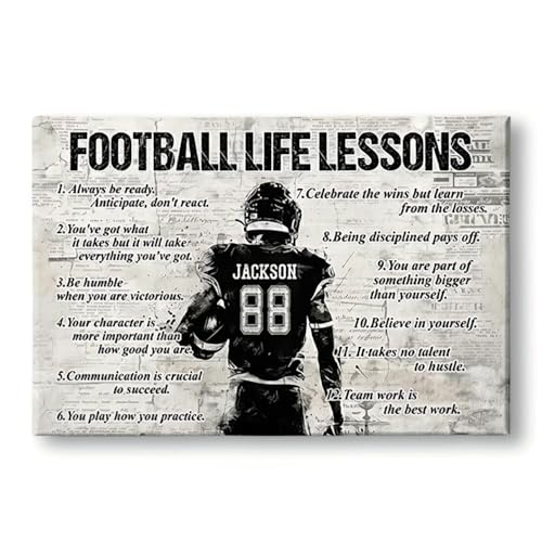 CENOVACY Personalized Football Life Lessons Canvas, Custom Football Wall Art, Gift For Boys And Men, Sports Room Décor - color: Design 03