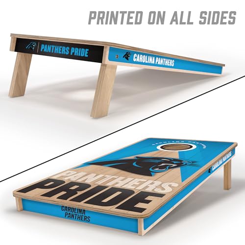 YouTheFan NFL 2' x 4' Slogan Series Professional Wood Cornhole Game with Logo Bags - color: Carolina Panthers