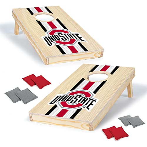 Wild Sports College Portable Size 1' x 2' Solid Wood Cornhole Set with Direct Print HD Team Graphics – Travel Size
