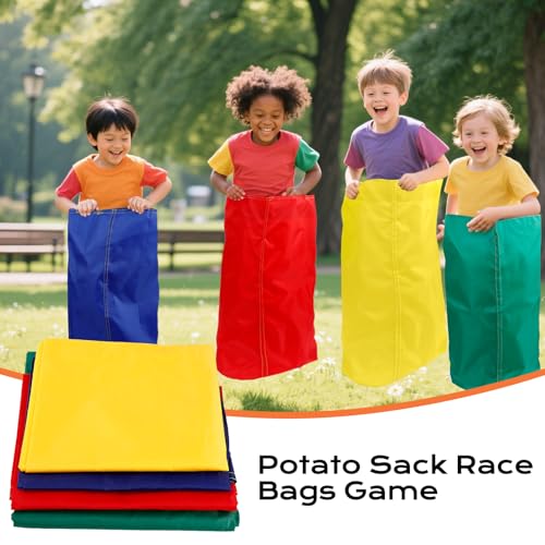 32 Pcs Outdoor Games Potato Sack Race Bags, Egg and Spoon Race Lawn Games, Outdoor Lawn Game for Adults, 3-Legged Race Bands for Outside Backyard Birthday Party Field Day Family
