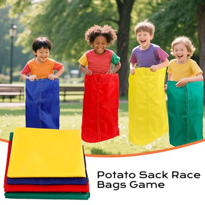 32 Pcs Outdoor Games Potato Sack Race Bags, Egg and Spoon Race Lawn Games, Outdoor Lawn Game for Adults, 3-Legged Race Bands for Outside Backyard Birthday Party Field Day Family