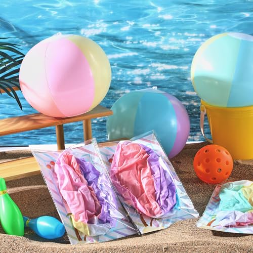 MiniInflat 24 Set End of Year Classroom Students Gifts from Teacher 10 Inch Inflatable Beach Balls Bulk Jumbo Big Beach Balls for Kids Summer Swimming Party Favor Water Games Supplies - color: Pastel Color