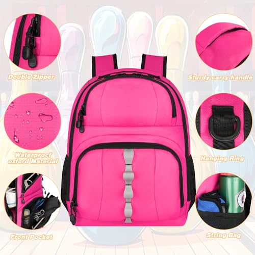 Goloni 2 Ball Bowling Backpack,Bowling Ball Bag with Shoe Compartment & Portective Foam Padded, Fits Shoes Up to US Size 16 - color: Pink