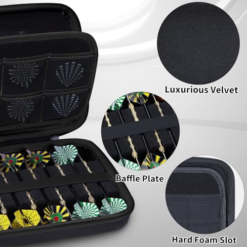 Case Compatible for 12 Darts, Holds Darts and Extra Accessories - color: Black