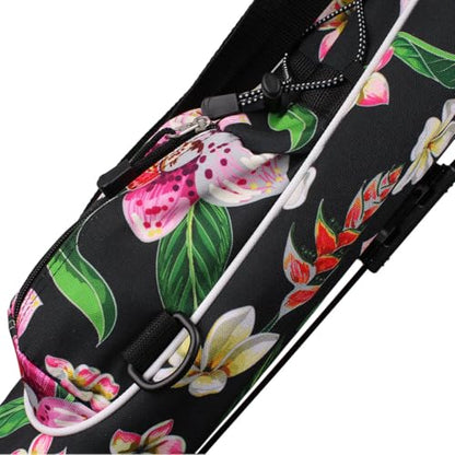 Orlimar Pitch ’n Putt Lightweight Sunday Golf Bag with Stand, Ultra-Light Carry Design, Two-Way Divider Top, Shoulder Strap, Compact Carry Golf Bag for Men & Women - color: Hibiscus Flowers