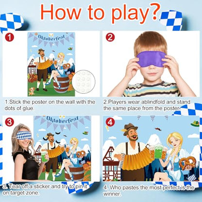 PLULON Oktoberfest Games Pin The Beer on The Hand with Beer Oktoberfest Party Decorations Funny Games Supplies for Bavarian Beer Festival Oktoberfest Party Favors - style: Oktoberfest