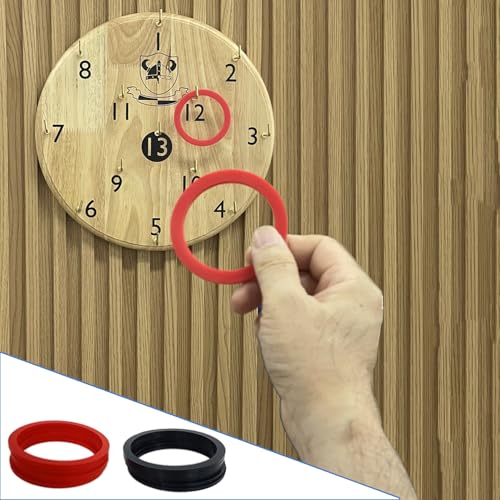Wooden Board Hook and Ring Toss Game - Wall Hanging Throwing Game Set