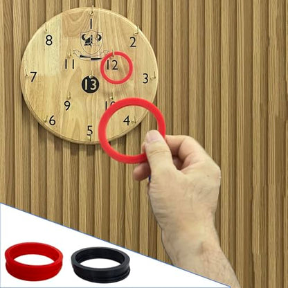 Wooden Board Hook and Ring Toss Game - Wall Hanging Throwing Game Set