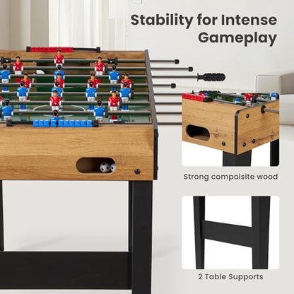 48” Foosball Table, Competition Sized Game Table with Adjustable Table Leg Support, 3 Balls for Adult, Home, Game Room